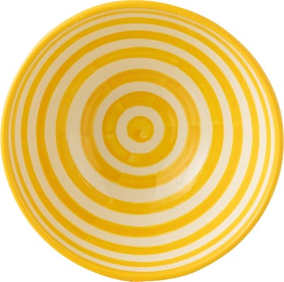 J-Line kom Granada Stripes High - keramiek - wit/geel - large - Ø 28 cm