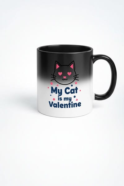 Magische Mok 'My Cat is my Valentine' - Warmtegevoelige Mok met Hartenkat voor Kattenliefhebbers & Valentijnscadeau