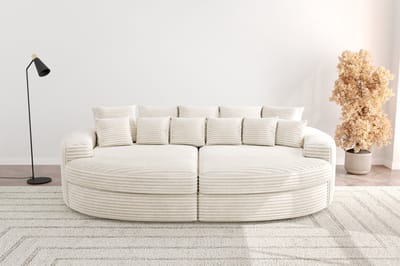 Bigsofa Zitbank Romantico Cosy Beige - Bank Chillsofa XXl in Extra dik Corduroy Ribstof - Zetelsenbedden / Zitbanken Hoekbanken en Hoeksalons Big sofa