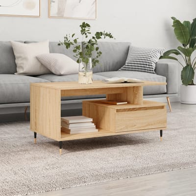vidaXL - Salontafel - 90x49x45 - cm - bewerkt - hout - sonoma - eikenkleurig
