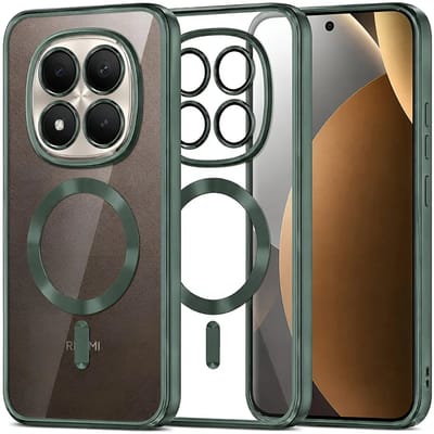Hoesje geschikt voor Xiaomi Redmi Note 15 Pro Plus / Xiaomi Poco M8 Pro - Techsuit Luxury Crystal Back Cover - Geschikt voor MagSafe - Transparant/Donkergroen