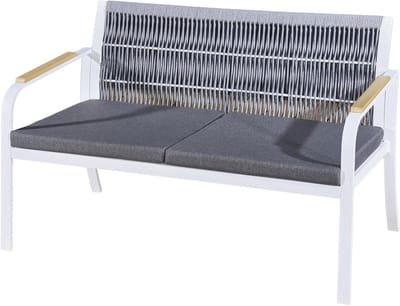 Tuinbank Aluminium Rotan - Loungebank Buiten - Ontspannen Buiten - Weerbestendig Teflon Kussens - 122 x 65 x 73 cm
