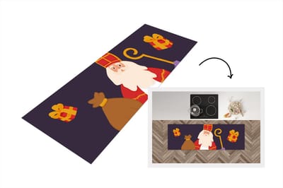 Keukenloper - Loper keuken - Sinterklaas - Decoratie - Sint - 150x50 cm - Keukenloper vinyl
