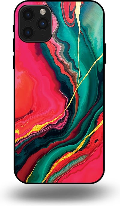 Smartphonica Telefoonhoesje Geschikt voor iPhone 11 Pro Max met Rood Groen Marmer Opdruk - TPU Backcover Case Red Green Marble Design geschikt voor iPhone 11 Pro Max