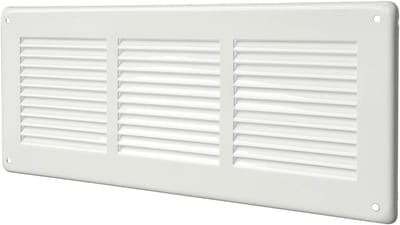 Rechthoekig Ventilatie Rooster Wit Gelakt Plaatstaal 340x140mm Overlappend
