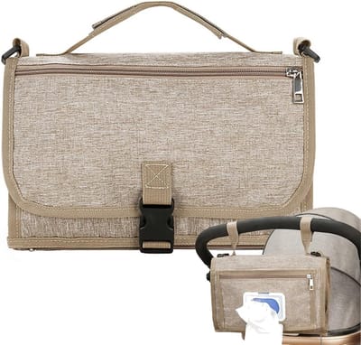 Babyverschoonmat Draagbaar - Luierkussen Opvouwbaar - Onderweg Luiers Wisselen - Waterdicht en Geurloos - 55 x 115 cm - Kaki