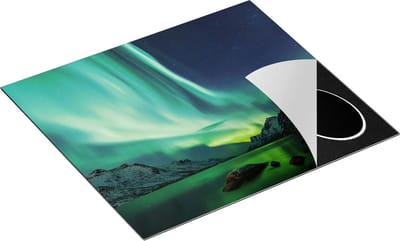Chefcare Inductie Beschermer Noorderlicht boven het Water in de Bergen - 60x50 cm - Afdekplaat Inductie - Kookplaat Beschermer - Inductie Mat