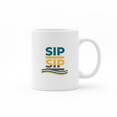 Sip Sip Koffiemok 330 ml – Minimalistisch Modern Design Cadeau Mok
