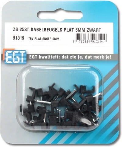 Kabelbeugel plat 6mm zwart 25st