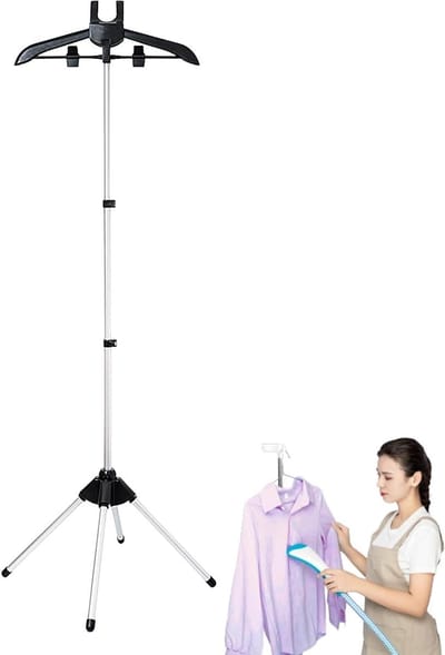 Kledingrek Stomen - Stoomhanger Kleding - Kleding Kreukvrij Maken - Verstelbare Hoogte - Max 155 cm - Zwart
