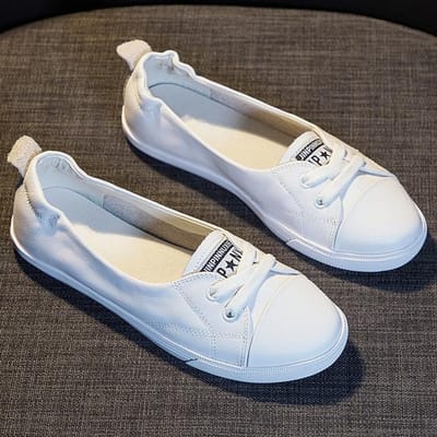 Schoenen voor dames Sneakers Lente Zomer Echt leer Eenvoudige platte schoenen Studenten instappers Casual schoenen Zwangerschapsschoenen Plus maat 42 35 wit