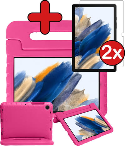 Hoesje - Geschikt voor Samsung Galaxy Tab A8 - Met 2x Screenprotector - Kinderhoes - Shockproof Bumper - Kidsproof Case - Tablethoes - Kinder Hoes Cover - Roze