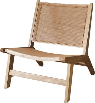 MISOU Bali Stoel - Fauteuil - zonder Armleuning - Relaxzetel - Rotan - Hout - Lounge - Stoel - Relaxfauteuil - met Rugleuning