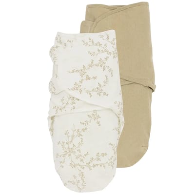 Meyco Baby Branches/Uni swaddlemeyco inbakerdoek - 2-pack - sand - 4-6 maanden - 1.0 TOG