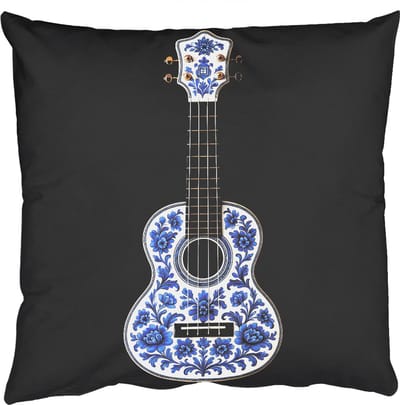 Sierkussens - Kussentjes Woonkamer - 50x50 cm - Ukelele - Delfts - Blauw - Muziek