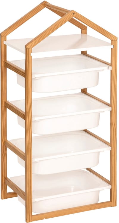 Atmosphera Kids Opbergmeubel met 4 bakken - 43x30x95cm - Wit