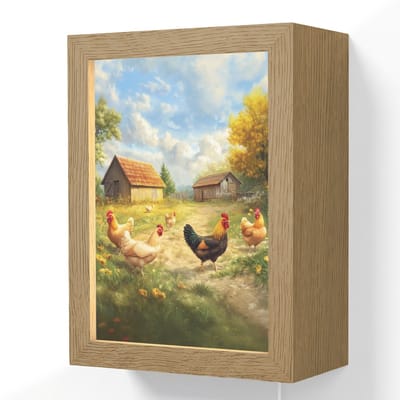 Wandlamp 15x20 cm - Oplaadbaar - Kippen - Landelijke rust - Natuur - Wandlampen binnen woonkamer - Slaapkamer lamp met kabel - Decoratieve nachtlamp - Vloerlamp snoer