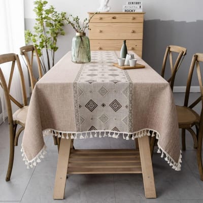 Famanu - Rechthoekig linnen tafelkleed, rustiek design voor familiegelegenheden