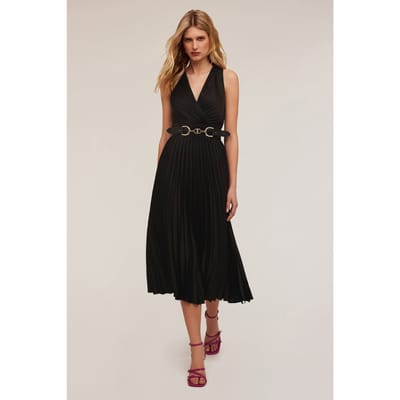 Motivi Pleated Midi Dress With Back Cut-out Black Size: 32 | Midi Dresses Outlet | Dames | Zwart