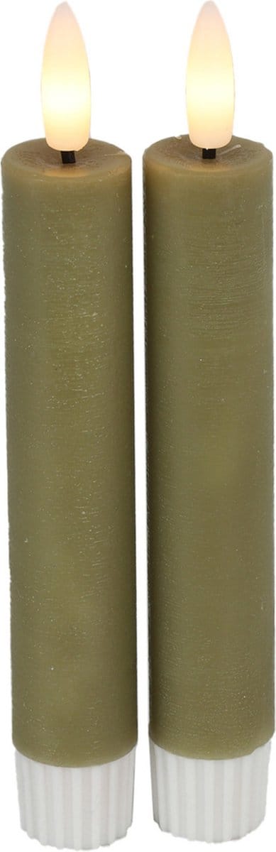 Countryfield Led dinerkaarsen - 2x st- beige -H15cm - met afstandsbediening - kaarsen