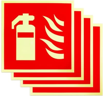 4 stuks zelfklevende brandblusserborden - pvc, lange helderheid, permanent pictogram voor thuis en kantoor (150 x 150 mm)
