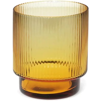 Set van 2 Retro Ribbed Glazen – Amber (325 ml) | De Woonbiotoop
