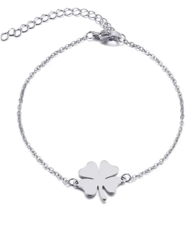RVS klaver armband 17 - 20 cm zilverkleur | geluk | klavertje vier