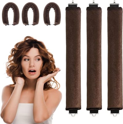 3-delige Krulset voor het Creëren van Grote Golvende Krullen Zonder Hitte, Ideaal voor 's Nachts, Doe-het-Zelf Styling voor Kort en Lang Haar - Bruin