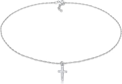 Elli - Halsketting - Dames Choker Kruis Hanger Modern in 925 Sterling Zilver - Dames