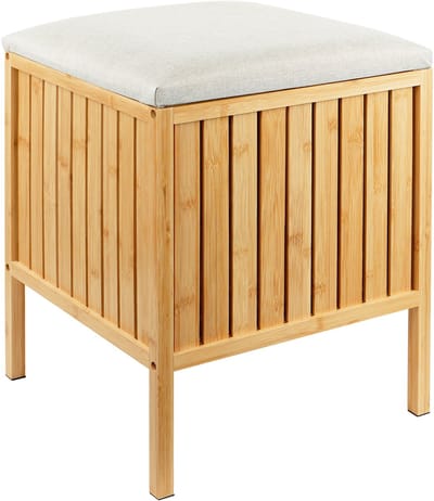 Wasmand - met zitkussen - bamboe - natuur-creme