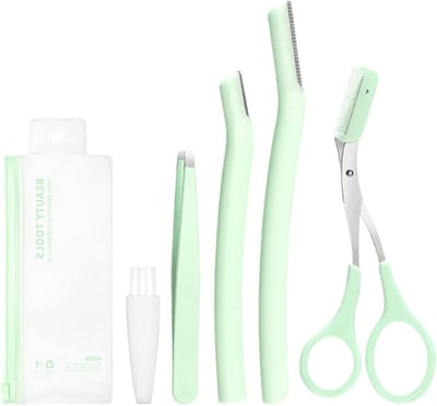 Wenkbrauw Verzorgingsset - Gezichtsbeharing Tools - Precisie Styling - Roestvrij Staal - 19.6 cm - Groen