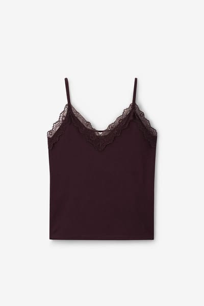 Sissy-Boy - Donkerbruin singlet met kant