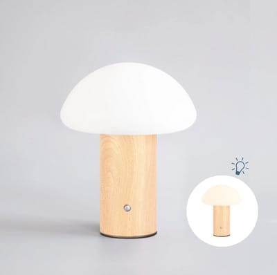 Mushroom lamp - Paddestoel lamp - Paddenstoel lamp - Tafellamp - Nachtlamp - Teak hout look - Medium