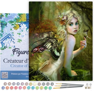 Figured'Art Schilderen op Nummer Volwassenen met lijst - Gouden fee - Handwerk acrylverf Kit DIY Compleet - 40x50cm Canvas al ingelijst