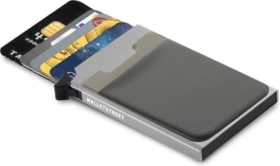 Walletstreet Uitschuifbare Pasjeshouder CB2 Plus collection-Walletstreet Aluminium Creditcardholder/Creditcardhouder Card Protector Anti-Skim/ RFID Card Protector 7 Pasjes – Zilver/Silver
