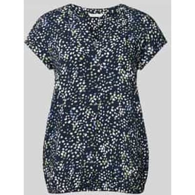 Loose fit blouse met korte mouwen van pure viscose met all-over motief