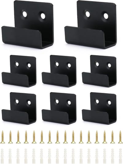 8 Stuks Keramische Tegel Display Beugels, RVS Zware Wandhaken voor Spiegel en Glas, Ideaal voor Monster Displays met Schroeven, 16mm Binnenbreedte, Zwart