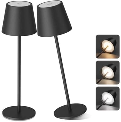 Dimbare LED-Tafellamp met Draadloze Batterij - 6000 mAh, IP54 voor Binnen en Buiten - 2 Stuks