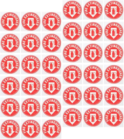 Brandblusser Stickers - Veiligheidsstickers Waarschuwing - Veiligheid Vergroten - Slijtvast PET Materiaal - 11 x 11 cm - Rood