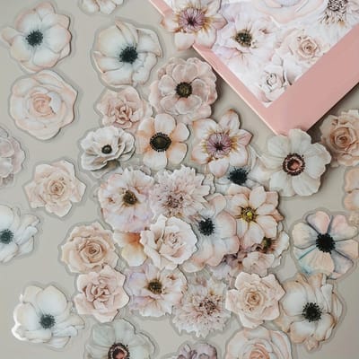 50 pièces Autocollants Décoratifs Floraux Bleus Design Aquarelle Rose & Marguerite pour Scrapbooking, Journaux, Planners et Cadeaux de Fête Décoration de Journal