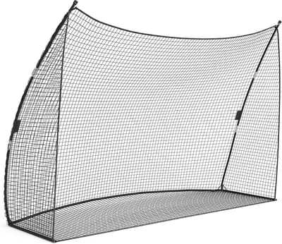 Draagbaar golf oefennet 305 x 217 cm, versterkt ijzeren frame en duurzaam PE-gaas, rood en zwart/zwart swing slagnet, eenvoudig te monteren voor binnen- en buitengebruik