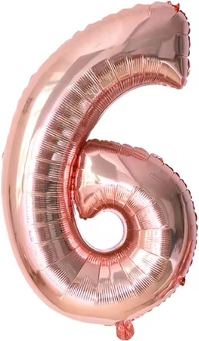 Jumada's - Feestelijk - Grootte 70cm - Folieballon - Kleur Rose Goud - Cijfer 6