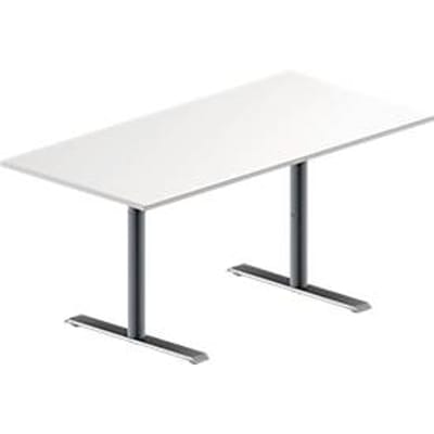 Schäfer Shop  Genius Vergadertafel MODENA FLEX, in hoogte verstelbaar, rechthoekige vorm, T-poot ronde buis, B 1600 x D 800 mm, wit