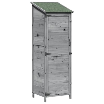 vidaXL - Tuin - Shed - met - dak - Grijs - 59,5 - x - 56 - x - 176,5 - cm - Massief - Vurenhout