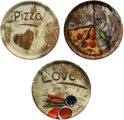 MamboCat Set van 3 pizzaborden 33cm 1x olijf + 1x salami + 1x pizza