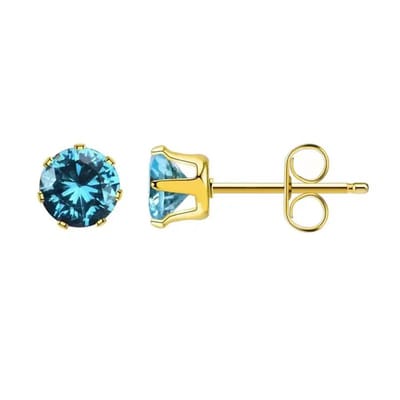 Aramat Jewels | Oorbellen | RVS zirkonia oorbellen blauw | Goudkleur / 3mm | | | Staal | Kinderen, Volwassenen | Verkleurd niet