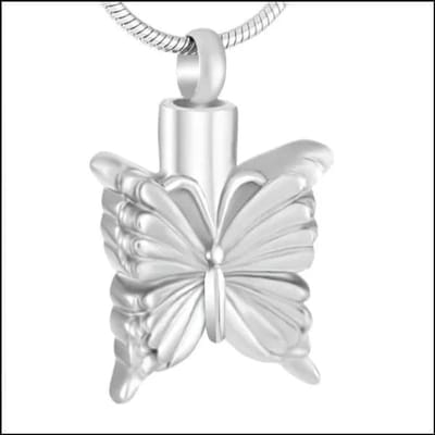 Aramat Jewels | Gedenkhangers | RVS Vlinder Ashanger Diverse Kleuren - Crematie Hanger Gedenksieraad | Zilverkleur-3x2cm | |20mm | Staal | Volwassenen | Verkleurd niet