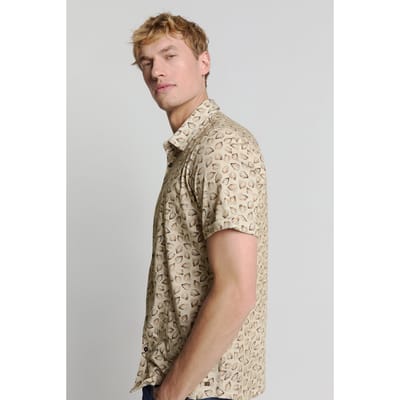 No Excess Shirt Short Sleeve Jersey Allover Printed Sand Größe: L | Casual hemden Outlet | Herren | Braun