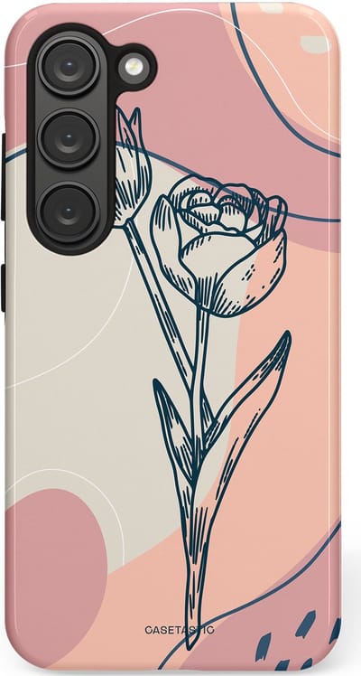 Casetastic Hoesje Geschikt voor Samsung S23 - Stijlvolle Beschermende Duo-layer Case - Sierlijke tulp
