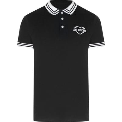 Love Moschino Heren Katoenen Polo Shirt (Zwart)